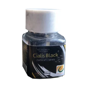 Cialis Black Tablets bottle pack with high-strength Tadalafil for erectile dysfunction treatment