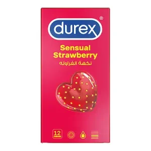 Durex Sensual Strawberry Condoms – strawberry flavoured, lubricated protection