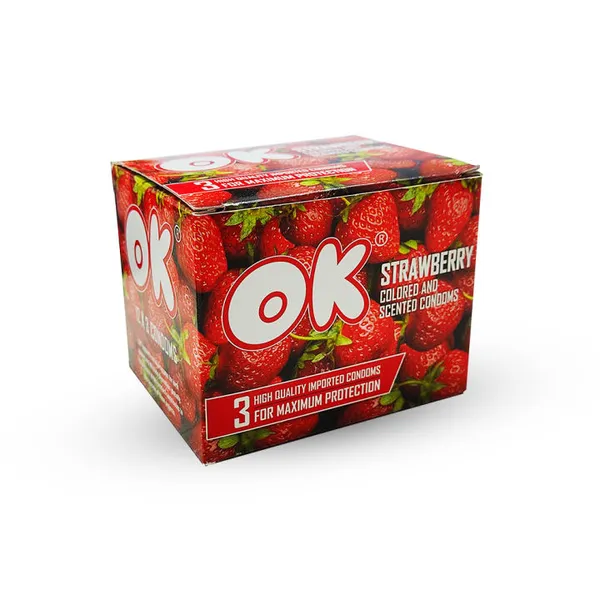 Ok Strawberry Condoms 3 Pcs