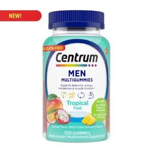 Centrum Men MultiGummies bottle in tropical fruit flavor — men’s multivitamin gummies
