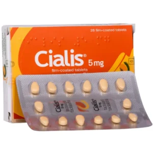 Cialis 5mg tablets box with 2 strips (28 tablets) by Eli Lilly for daily ED and BPH treatment