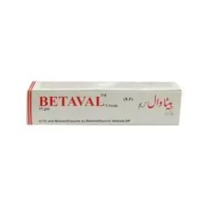 Betaval Cream 15gm – topical corticosteroid used to relieve skin inflammation, redness, itching, and irritation.