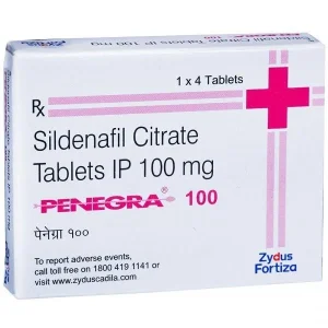 Penegra 100 mg Tablets pack of 4 tablets in box