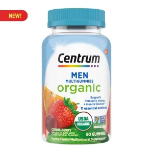 Centrum Organic Men MultiGummies bottle, USDA Certified Organic men’s multivitamin, 90 gummies