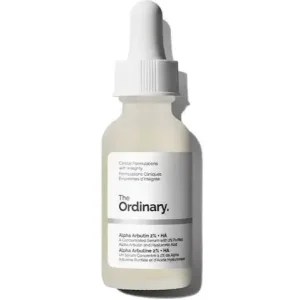 The Ordinary Alpha Arbutin 2% + HA serum dropper bottle for skin brightening