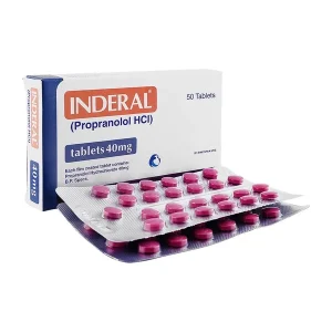 Inderal 40mg Propranolol Hydrochloride Film Coated Tablets by Lucky Core Industries – 50 pink tablets for blood pressure and heart health in Pakistan