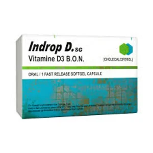 Box of Indrop D SG Vitamine D3 B.O.N. (Cholecalciferol) Oral Fast Release Softgel Capsule — 1 Capsule Pack.