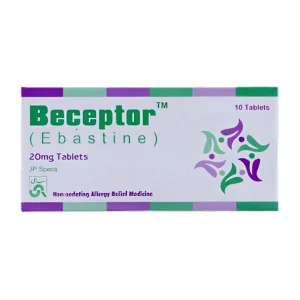 Beceptor 20mg Ebastine Tablets box of 10, non-sedating antihistamine allergy relief medicine by JP Spool