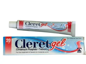 Cleret Gel 20g by Tabros Pharma — Clindamycin Phosphate and Tretinoin Gel for Severe to Moderate Acne Treatment — For External Use Only.