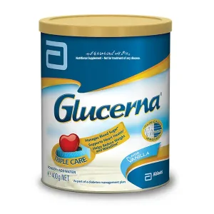 Glucerna Vanilla Flavour Diabetic Nutrition Milk Powder 850g tin by Abbott, improved formula with low glycemic CHO system, dual fiber blend and unique lipid blend, Halal certified