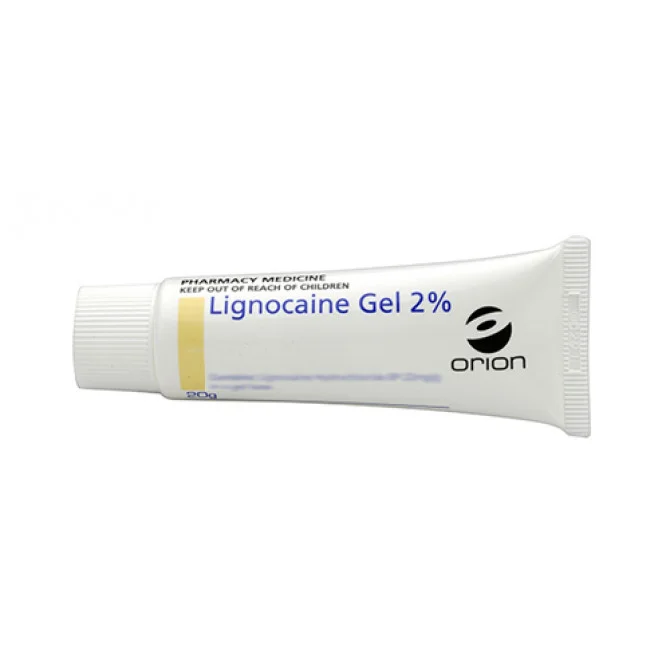 Lignocaine Gel 2% 20g by Orion Pharma, white tube, topical local anaesthetic gel, pharmacy medicine keep out of reach of children