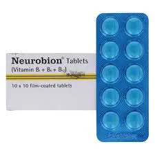 Neurobion Vitamin B1 B6 B12 film-coated tablets pack of 10x10, blue blister strip with white box, neurotropic B vitamin complex for nerve health and deficiency