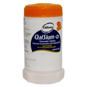 QalSium-D Chewable Tablets by CalSource — Calcium Carbonate with Vitamin D3 High Strength Sugar-Free formula for strong bones and teeth