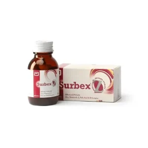 Surbex Z Tablets by Abbott — Zinc, Vitamin E, C, Folic Acid and B-Complex multivitamin supplement in amber bottle and box pack