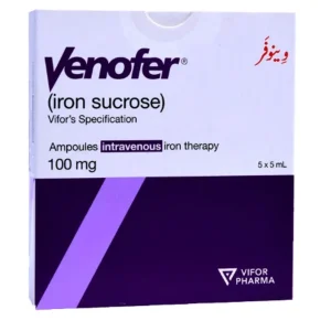 Venofer 100mg Injection box, Iron Sucrose intravenous ampoules, 5x5ml, by Vifor Pharma