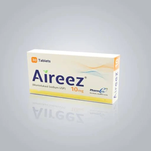 Aireez 10mg Montelukast Sodium USP Tablets by PharmEvo — 30 tablets pack for asthma and allergic rhinitis treatment