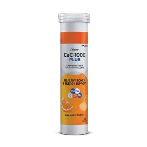 CaC-1000 Plus Effervescent Tablets 20 tabs by CalSource Haleon — Calcium, Vitamin D3, C and B6 orange flavour for healthy bones and energy support
