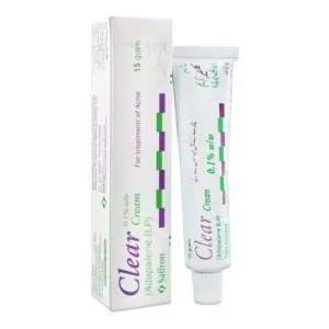 Clear Cream Adapalene BP 0.1% 15g by Saffron — topical retinoid cream for treatment of acne and skin renewal