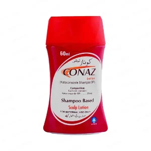 Conaz Ketoconazole Shampoo BP 20mg/ml Scalp Lotion 60ml by ATCO — shampoo based antifungal scalp lotion for dandruff and fungal scalp infections