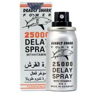 Deadly Shark Power 25000 Delay Spray with Vitamin E — Made in Germany male performance delay spray for external use only