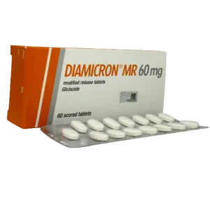 Diamicron MR 60mg Gliclazide Modified Release Tablets — 60 scored tablets pack for type 2 diabetes blood sugar control