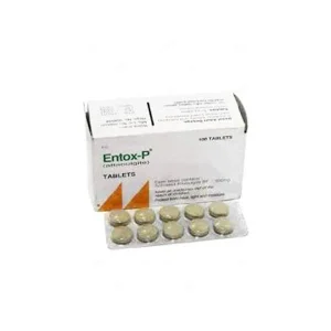 Entox-P Attapulgite tablets box and blister pack, 100 tablets