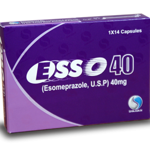 Esso 40 Esomeprazole USP 40mg Capsules by Shaigan Pharmaceuticals — 1x14 capsules pack for acid reflux GERD and peptic ulcer treatment