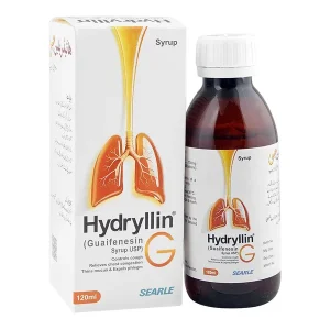 Hydryllin G Guaifenesin Syrup USP box and bottle by Searle, 120ml, cough and chest congestion relief