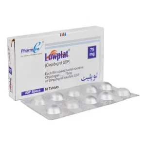 Lowplat Clopidogrel USP 75mg Film Coated Tablets by PharmEvo — 10 tablets pack antiplatelet for heart attack and stroke prevention