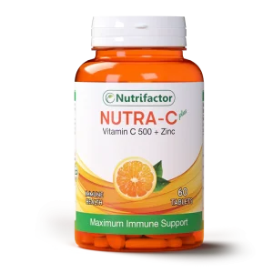 Nutrifactor Nutra-C Plus Vitamin C 500mg and Zinc Tablets 60 tabs — maximum immune support supplement for immune health