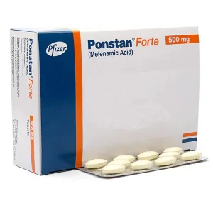 Ponstan Forte 500mg tablet box and blister strip, Mefenamic Acid, by Pfizer