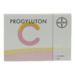 Progyluton Tablets by Bayer — 21 oral tablets pack of Estradiol Valerate and Norgestrel for hormone replacement therapy and menstrual regulation