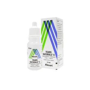 Tears Naturale II eye drops bottle and box, Hypromellose + Dextranum, 15ml, by Alcon