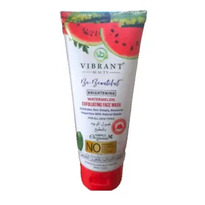 Vibrant Beauty Be-Beautiful Brightening Watermelon Exfoliating Face Wash 150ml — Simply Organic No Paraben formula for all skin types dermatologically tested