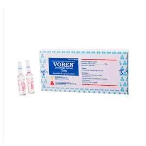 Voren 75mg Injection box with glass ampoules, Diclofenac Sodium, IM/IV, by Bosch Pharmaceuticals